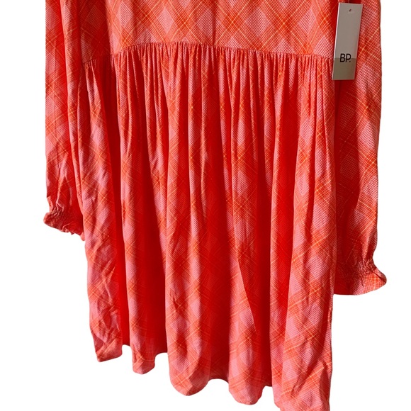 NWT BP Pink Orange Flannel Print Long Sleeve Knee Length Dress Size M - Picture 7 of 13